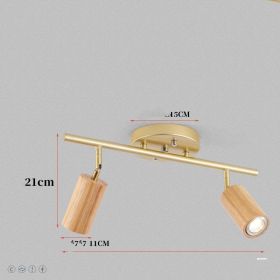 Ceiling Lamp Household Surface Mounted Downlight (Option: Doubleheaded wood color-Trichromatic light)