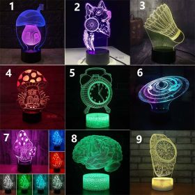 New 3D Colorful Touch Remote Control LED Desk Lamp (Option: 8 Style-Black seat remote control)